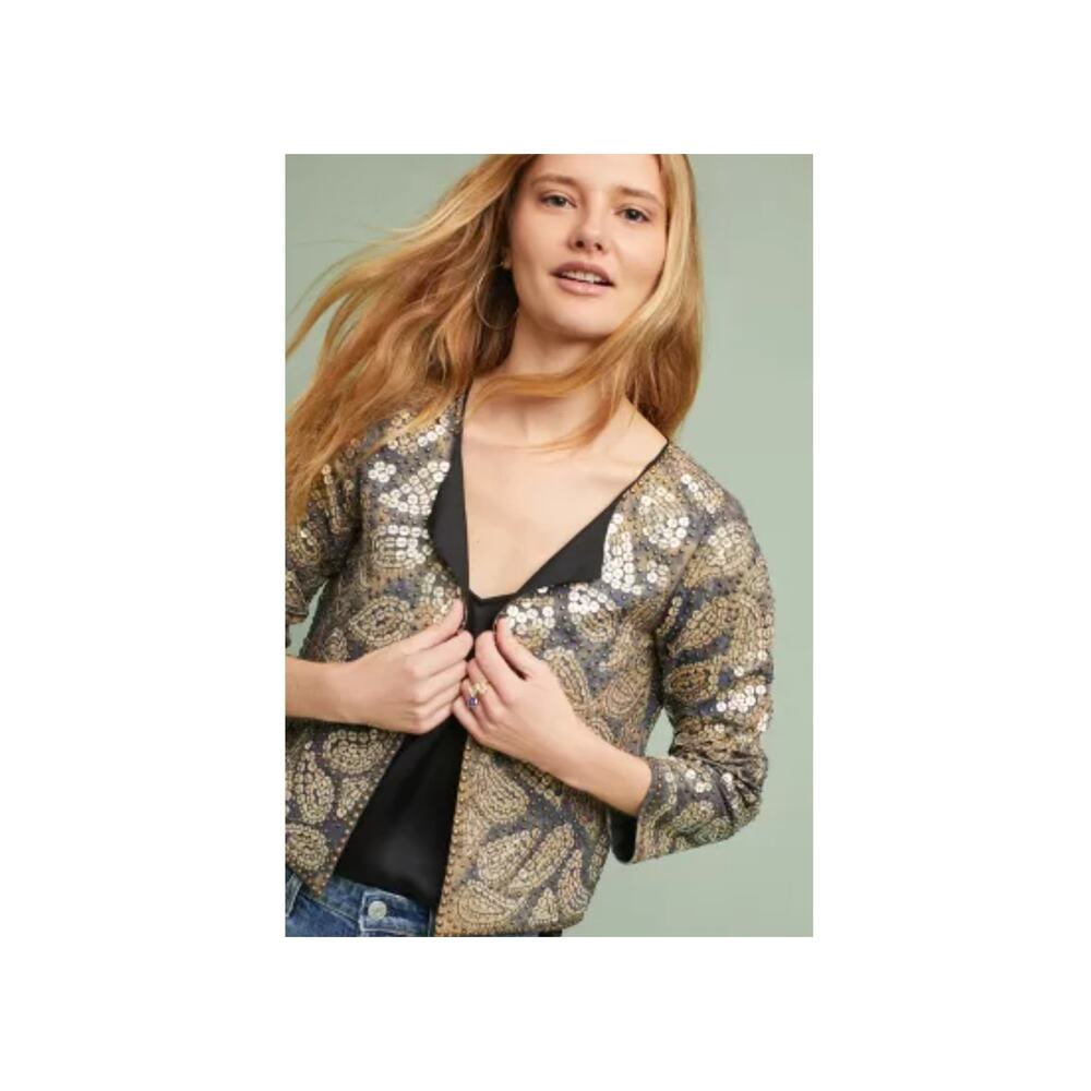 NWT Anthropologie Bendito Pie Sequined Paisley Jacket size M